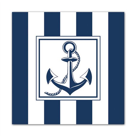 Anchor serviette bleu/motif ancre bleu/blanc 20 serviettes par paquet