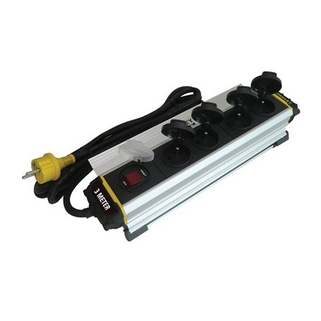 Bloc Chantier Aluminium Extrudé 4 Prises 16A+T avec clapets