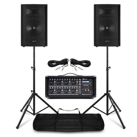VONYX Pack Sono Complet - Système de Sonorisation 800W avec Table de Mixage 8 Canaux