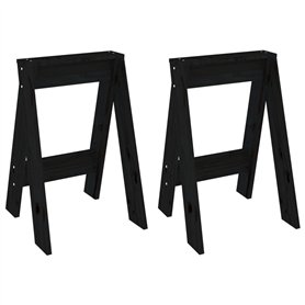 Sgabelli 2 pz Nero 40x40x60 cm in Legno Massello di Pino