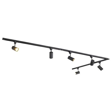 Qub Focus III – Système d’éclairage LED monophasé – 4 rails de 1m (400cm) – 6 spots GU10 orientables – forme en L – noir – modul