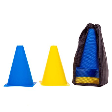 8LevelUp Lot de 20 cônes de 18 cm (10 cônes jaunes et 10 cônes bleus – Flexibles