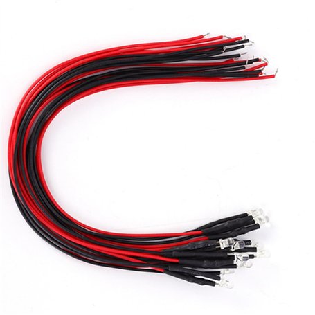 50Pcs Diode Filaire Diode électroluminescente Filaire Multicolore LED Lumière 3mm Lumière Blanche Chaude 12V