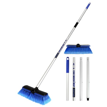 ZimiTeda Brosse de Lavage de Voiture PBT avec Manche Long 10 '' Plus Grande tête de Brosse à Poils Doux Pare-Chocs en Caoutchouc