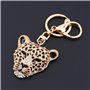 Porte-clés tête de léopard en cristal, anneau porte-clés, pendentif de sac à main à breloque, décoration de sac à main porte-clé