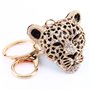 Porte-clés tête de léopard en cristal, anneau porte-clés, pendentif de sac à main à breloque, décoration de sac à main porte-clé