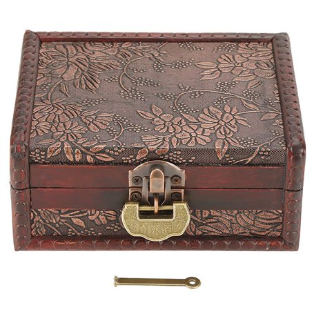 Boîte à Bijoux en Bois rétro rétro Vintage Coffre au trésor en Bois Coffre à Bijoux pour bagues Bracelets Boucles d'oreilles Col