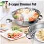 Cuiseur vapeur 2 couches - Double chaudière - En acier inoxydable - Avec couvercle en verre trempé et double poignée - Fonctionn