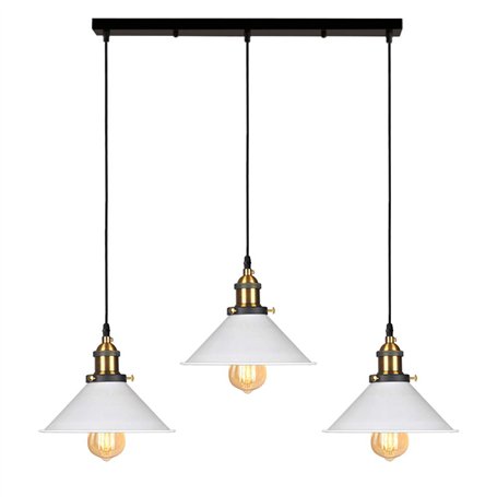 iDEGU 3 Lampes Suspension Luminaire Industrielle Lustre Plafonniers Design Edison Métal Lustre Suspension avec Support en Barre