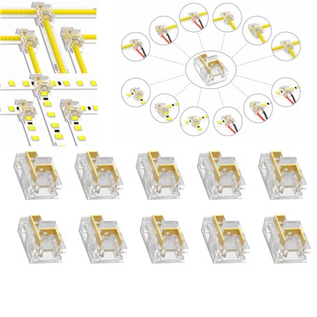 YUTOKEER Lot de 10 connecteurs LED sans soudure à 2 broches