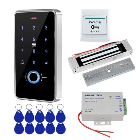 FST Kit de Système de Contrôle d'accès de Porte IP68 Clavier RFID d'empreinte Digitale étanche + Serrure Magnétique électrique 1