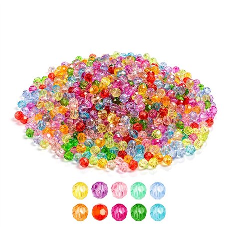 Assortiment de 1020 perles rondes à facettes en cristal - Diamètre 6 mm - Perles de verre colorées - Pour artisanat