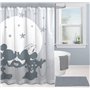 Rideau de Douche Disney Mickey et Minnie 178 x 182 cm - Décoration de Salle de Bains Grise en Tissu