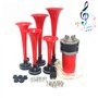 YIYIDA Klaxon de voiture Klaxon de musique 12V corne de musique Klaxon de navire Trompette à cinq tubes Dixie 160db Car Horn rou