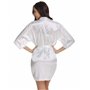 Vlazom Peignoir Satin Femme Robes de Chambre et Kimonos de Mariée Robes de Chambre Soie Court Kimono Col V avec Ceinture,Blanc F