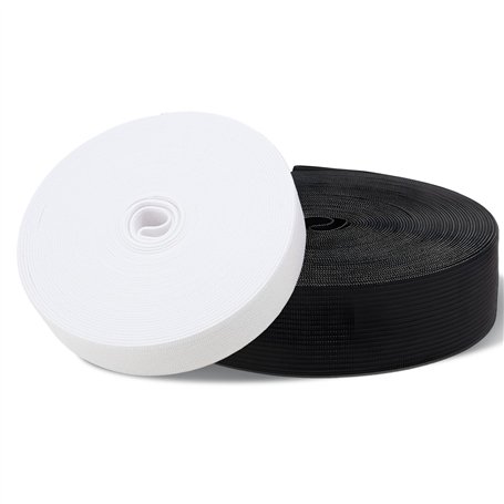 kaiyaya Lot de 2 Elastique Couture 30mm X10m Bande Élastique Couture Blanc et Noir Ruban Elastique Large Couture Couture D'élast