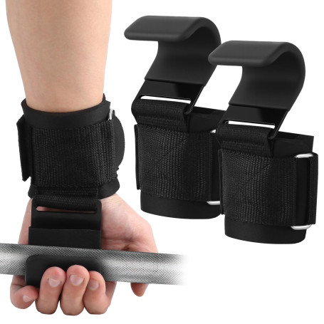 Fitness Crochets d'haltérophilie pour hommes et femmes (paire) - Sangle Tirage Musculation avec Antidérapants