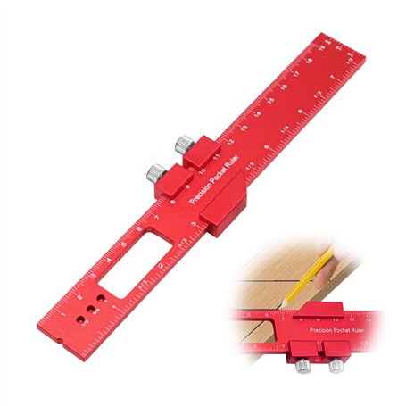 Règle de traçage de précision - Outil de traçage en métal - Pour le travail du bois - Marquages de 45 ° et 90 ° - Avec butée de