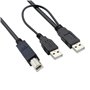 cablecc USB 2.0 mâle vers standard B mâle Y mâle 80 cm pour imprimante et scanner et disque dur externe