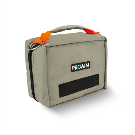 PROAIM Sacoche Cube Grise pour écrans LCD de 5 à 7 Pouces et Petits Accessoires. Intérieur rembourré et Poche intérieure zippée