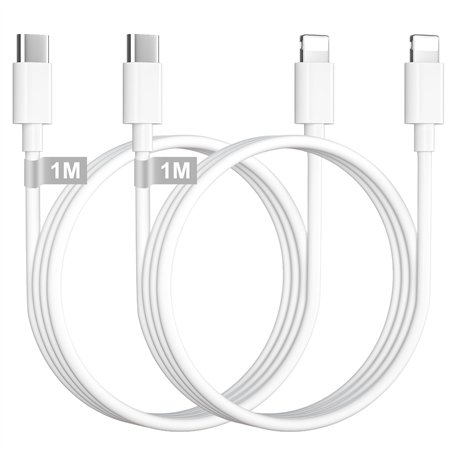 Câble USB C vers Lightning 1M-Lot de 2