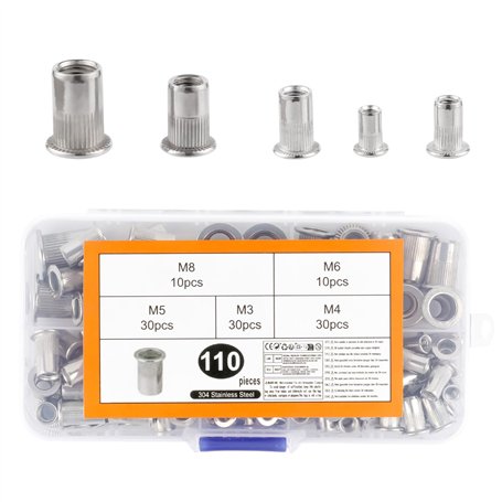 110 Pièces Insert Fileté Metal