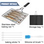 Nizirioo Panier à barbecue en acier inoxydable avec poignée amovible avec brosse de cuisson, 4 brochettes en métal et sac de ran