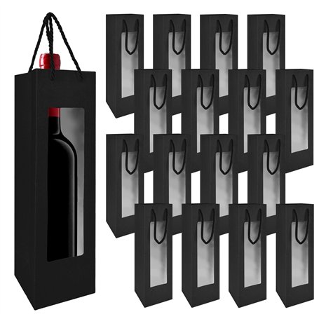 Nizirioo Lot de 20 sacs cadeaux en papier pour bouteilles de vin - Avec poignée - Organisateur de vin - Pour fête