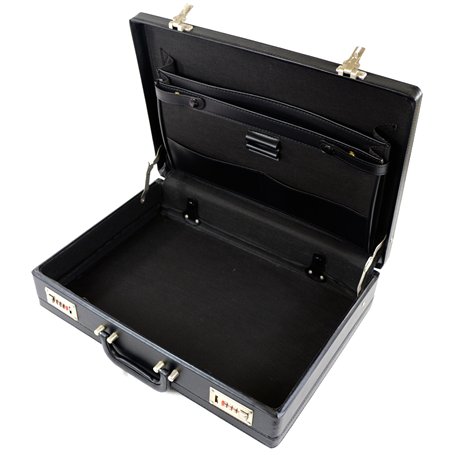 Bushga Mallette professionnelle en cuir pour homme avec cadenas à combinaison Noir