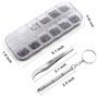 1100 petites vis et 5 paires de plaquettes de nez en acier inoxydable avec micro tournevis