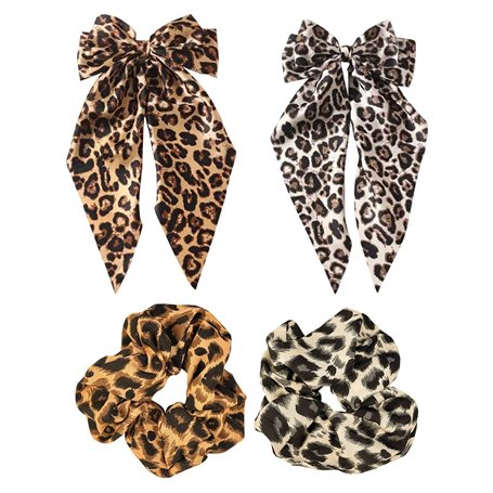 2 Pinces À Cheveux À Imprimé Léopard Et 2 Élastiques À Cheveux À Imprimé Léopard