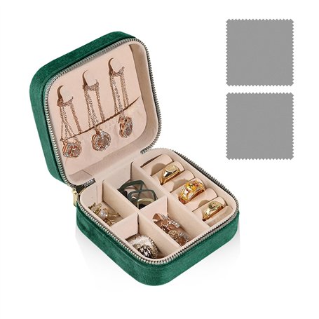 MEMOFYND 1 boîte à bijoux de voyage avec 2 chiffons de polissage