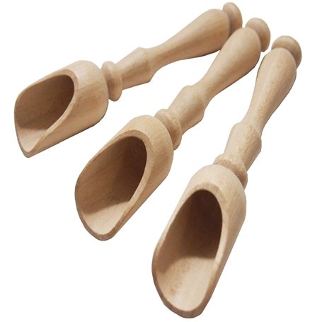 efo Ensemble de 3 Cuillères en Bois à Longs Manches - Cuillères en Bois Polyvalentes - Pelles à Sel et à Épices en Bois – Cuillè