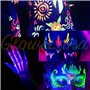 Peinture à la lumière noire, maquillage fluorescent uv, peinture noire brillante, peinture visage brillante fard à paupières néo