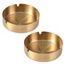 Lot de 2 cendriers ronds en acier inoxydable pour la maison (doré)