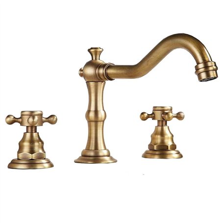 Robinet mitigeur vintage à 3 trous à double poignée pour salle de bain