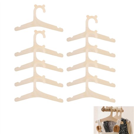 Lot de 10 cintres en bois antidérapants pour vêtements de bébé