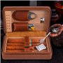 Etui de voyage portable pour 4 cigares, Coupe-cigare, Humidificateur pour cigares avec Coupe-cigare et Humidificateur, Cadeau po