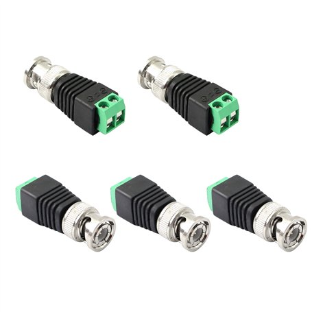 PNGKNYOCN BNC connecteur mâle BNC vers 2 bornes à vis adaptateur sans soudure pour transmettre le câble coaxial CAT5 à la caméra