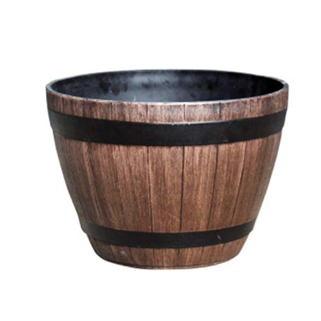 Hidyliu Pot de Fleur tonneau Bois Decoration Grand de Jardin en résine Imitation tonneau de Bois de décoration de la Maison Styl
