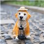 Tuzsocr Statues de jardin solaires - Figurines de chien avec lanterne solaire LED - Décoration de jardin pour l'extérieur - Stat
