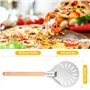 QOUBNIC Pelle a Pizza, 7 Pouces Ronde Pelle Pizza Perforée en Aluminium avec Longue Poignée en Bois Amovible pour la Cuisson de 