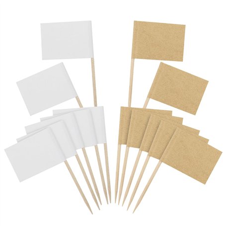 300 Pcs Drapeaux de Cure-Dents Vierges Drapeau en Papier Kraft Cure-Dent de Cocktail Cupcake Picks de Fruits pour Cupcake Topper