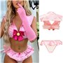 ROSVAJFY Femme Ecoliere Costume Sexy Lingerie Schoolgirl Cosplay Uniforme Etudiante Déguisement Rose Sous-Vêtement Babydoll Coqu