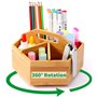 Organisateur de bureau rotatif à 360 ° en bambou