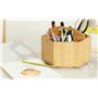 Organisateur de bureau rotatif à 360 ° en bambou, porte-crayons en bois avec poignée, organiseur de table, 6 compartiments surdi