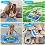 GROFIS Tapis D'eau Bébé Eveil 66x50cm, PVC Gonflable Tummy Time Mat, Tapis de Jeu D'eau avec 6 Vie Marine Flottante, Jouet senso