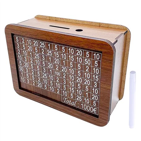 1 tirelire réutilisable avec 1 marqueur blanc