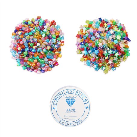 300 Pièces De Perles Acryliques Plaquées Couleur Avec 1 Rouleau De Cordon élastique