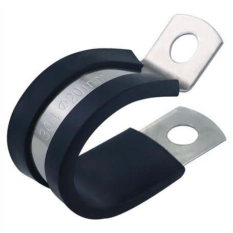 Lot de 22 colliers de serrage en forme de R rembourrés en acier inoxydable et caoutchouc pour montage de câbles